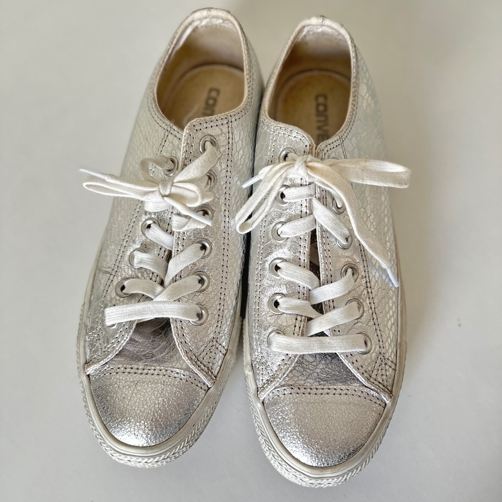 Silver Metallic Snakeskin print Converse summer fun